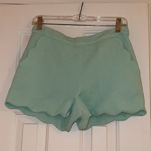 Teal Scalloped Shorts